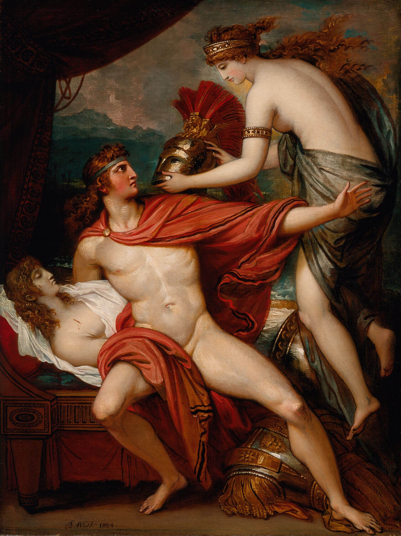 Thetis bringt Achilles die Rüstung (1804) von Benjamin West (Amerika, 1738-1820)